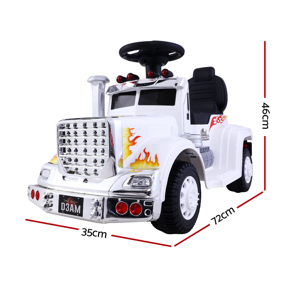 Kids Ride On White Electric Truck - Battery Operated