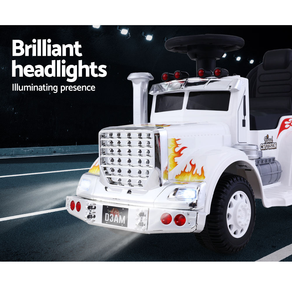 Kids Ride On White Electric Truck - Battery Operated