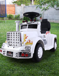 Kids Ride On White Electric Truck - Battery Operated

