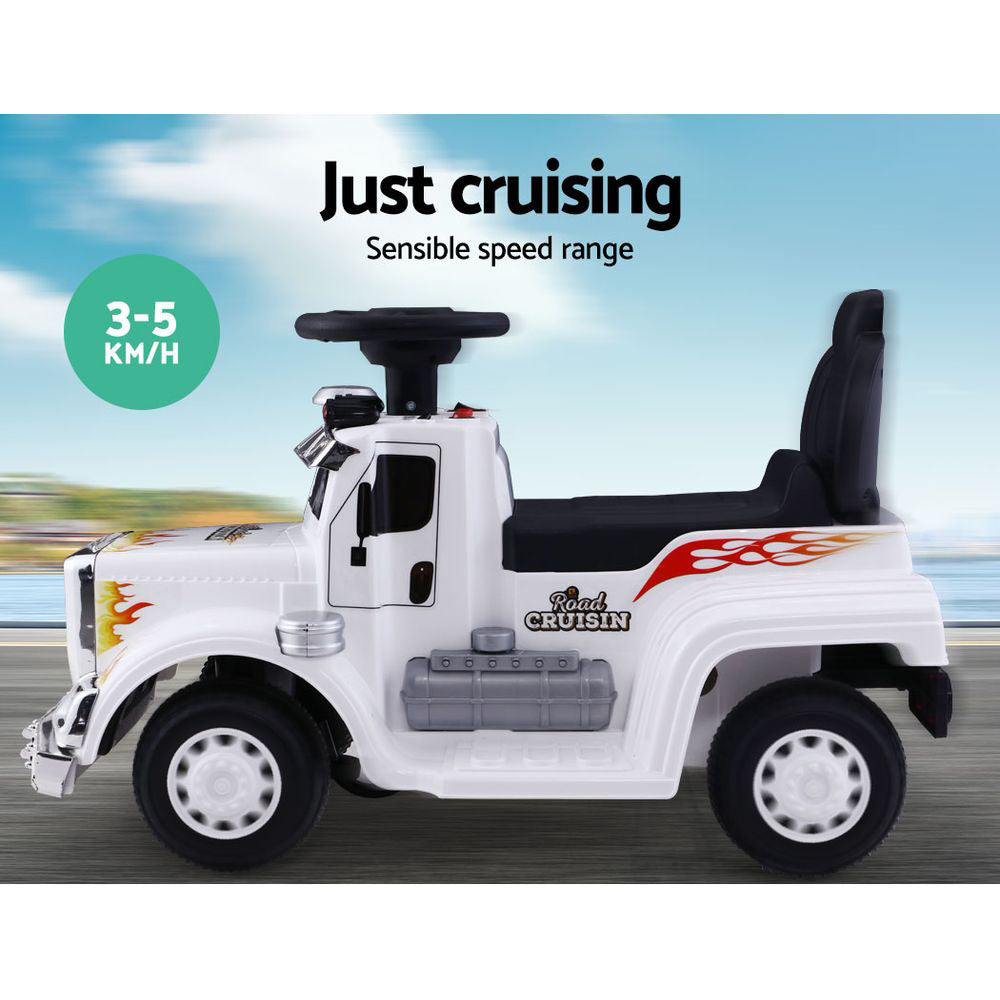 Kids Ride On White Electric Truck - Battery Operated