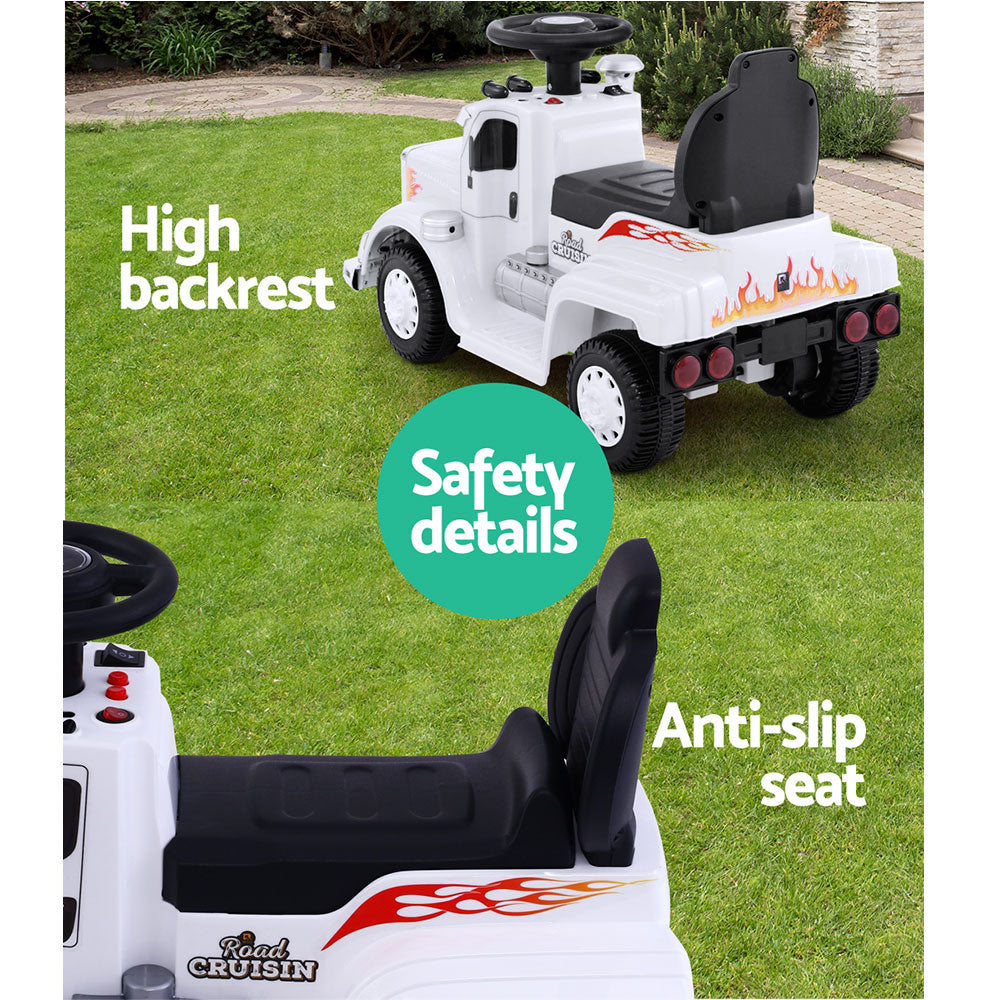 Kids Ride On White Electric Truck - Battery Operated