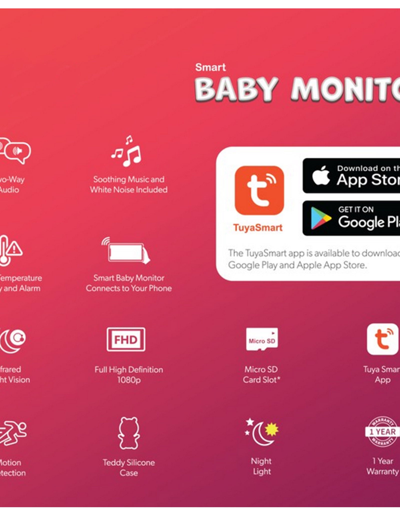 New DGTEC Teddy Smart Full HD Baby Monitor Pink iOS Android App