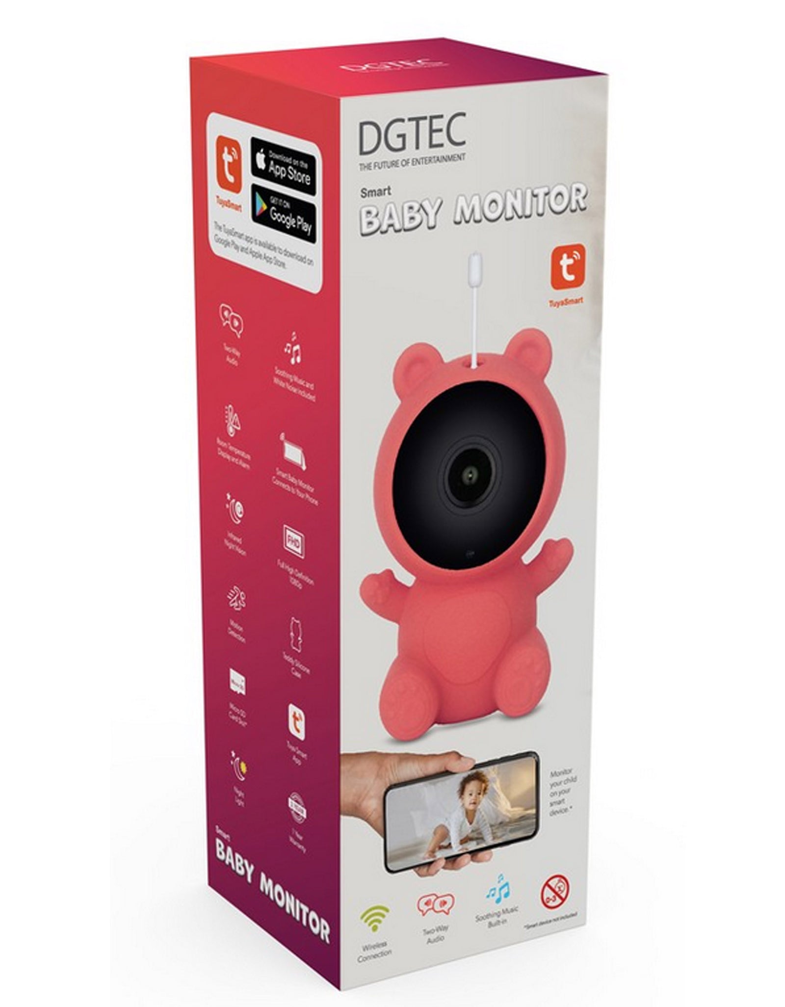 New DGTEC Teddy Smart Full HD Baby Monitor Pink iOS Android App
