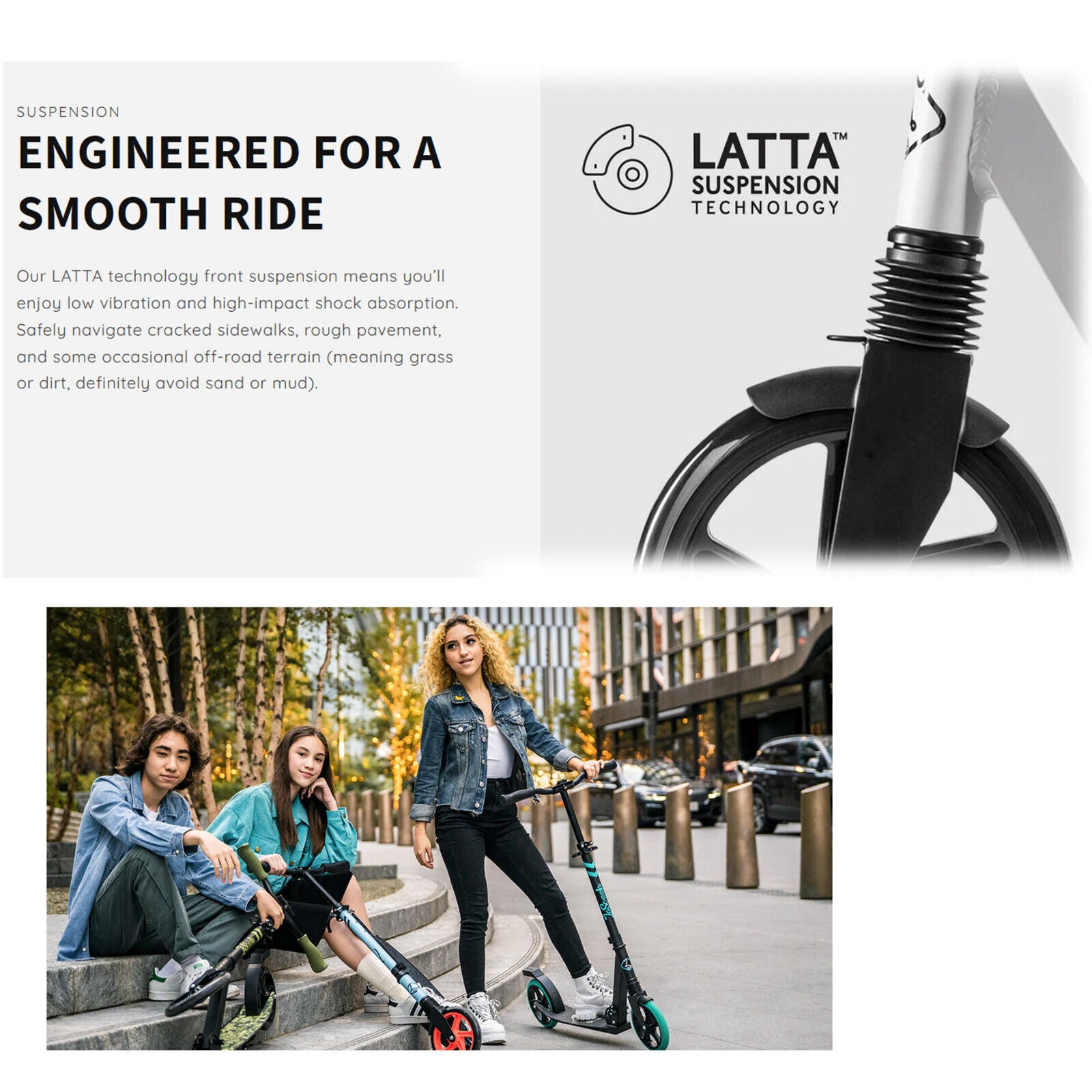 Lascoota Pulse - Adult Kick Push Commuter Scooter l Aqua