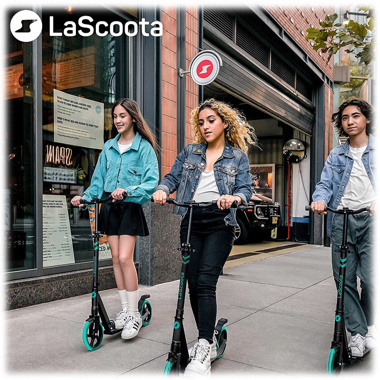 Lascoota Pulse - Adult Kick Push Commuter Scooter l Aqua