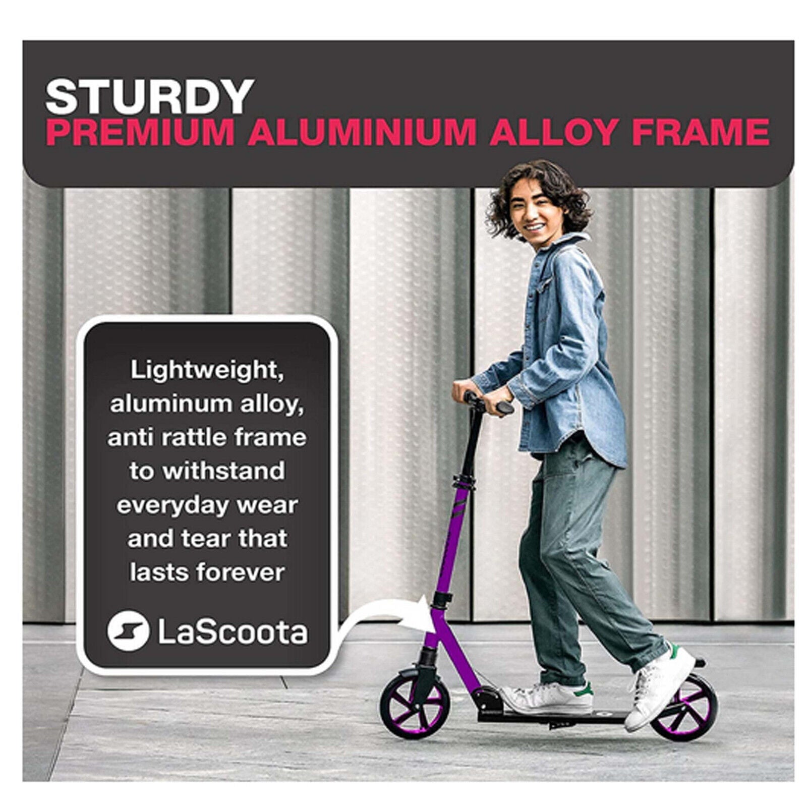 Lascoota Pulse - Adult Kick Push Commuter Scooter  l Plum