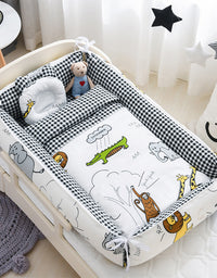 Portable Crib Middle Bed Baby Play Removable Bionic Four PCS Set Cartoon Print
