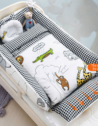 Portable Crib Middle Bed Baby Play Removable Bionic Four PCS Set Cartoon Print

