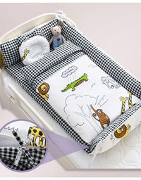 Portable Crib Middle Bed Baby Play Removable Bionic Four PCS Set Cartoon Print
