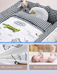 Portable Crib Middle Bed Baby Play Removable Bionic Four PCS Set Cartoon Print
