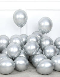 50PCS 5'' Latex Balloon Set Metallic Silver Birthday Wedding Party Decoration
