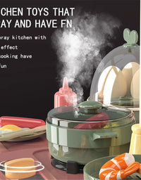 65pcs 93cm Children Kitchen Kitchenware Play Toy Simulation Steam Spray Cooking Set Cookware Tableware Gift Brown Color
