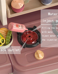65pcs 93cm Children Kitchen Kitchenware Play Toy Simulation Steam Spray Cooking Set Cookware Tableware Gift Brown Color
