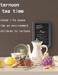 65pcs 93cm Children Kitchen Kitchenware Play Toy Simulation Steam Spray Cooking Set Cookware Tableware Gift Brown Color
