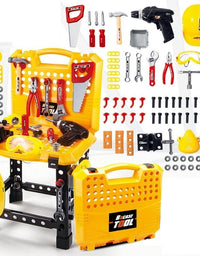 Toy Power Workbench, Kids Power Tool Bench Construction Set with Tools and Electric Drill
