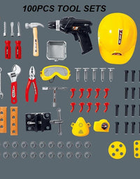 Toy Power Workbench, Kids Power Tool Bench Construction Set with Tools and Electric Drill
