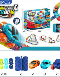Changeable Track In The Dark Track with LED Light-Up Race Car Flexible Track Toy 138
