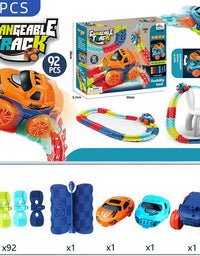 Changeable Track In The Dark Track with LED Light-Up Race Car Flexible Track Toy 184

