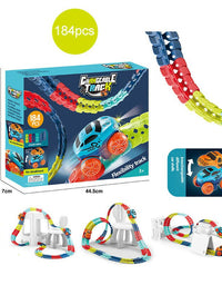 Changeable Track In The Dark Track with LED Light-Up Race Car Flexible Track Toy 184
