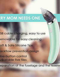 Baby Nasal Aspirator Electric Safe Hygienic Nose Cleaner Snot Sucker For baby (Green)
