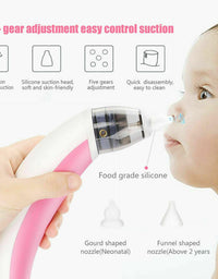 Baby Nasal Aspirator Electric Safe Hygienic Nose Cleaner Snot Sucker For baby (Red)
