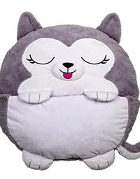 Kids Sleeping Bag Happy Children Toy Plush Grey Husky Large
